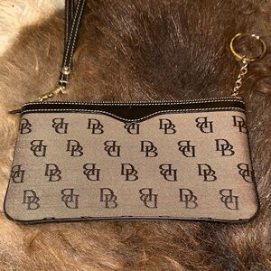 Dooney & Bourke Monogram Black and Tan Wristlet